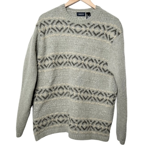 Liz Claiborne Vintage Wool Blend Aztec Pattern Stripes Grandpa Knit Sweater - Picture 8 of 16